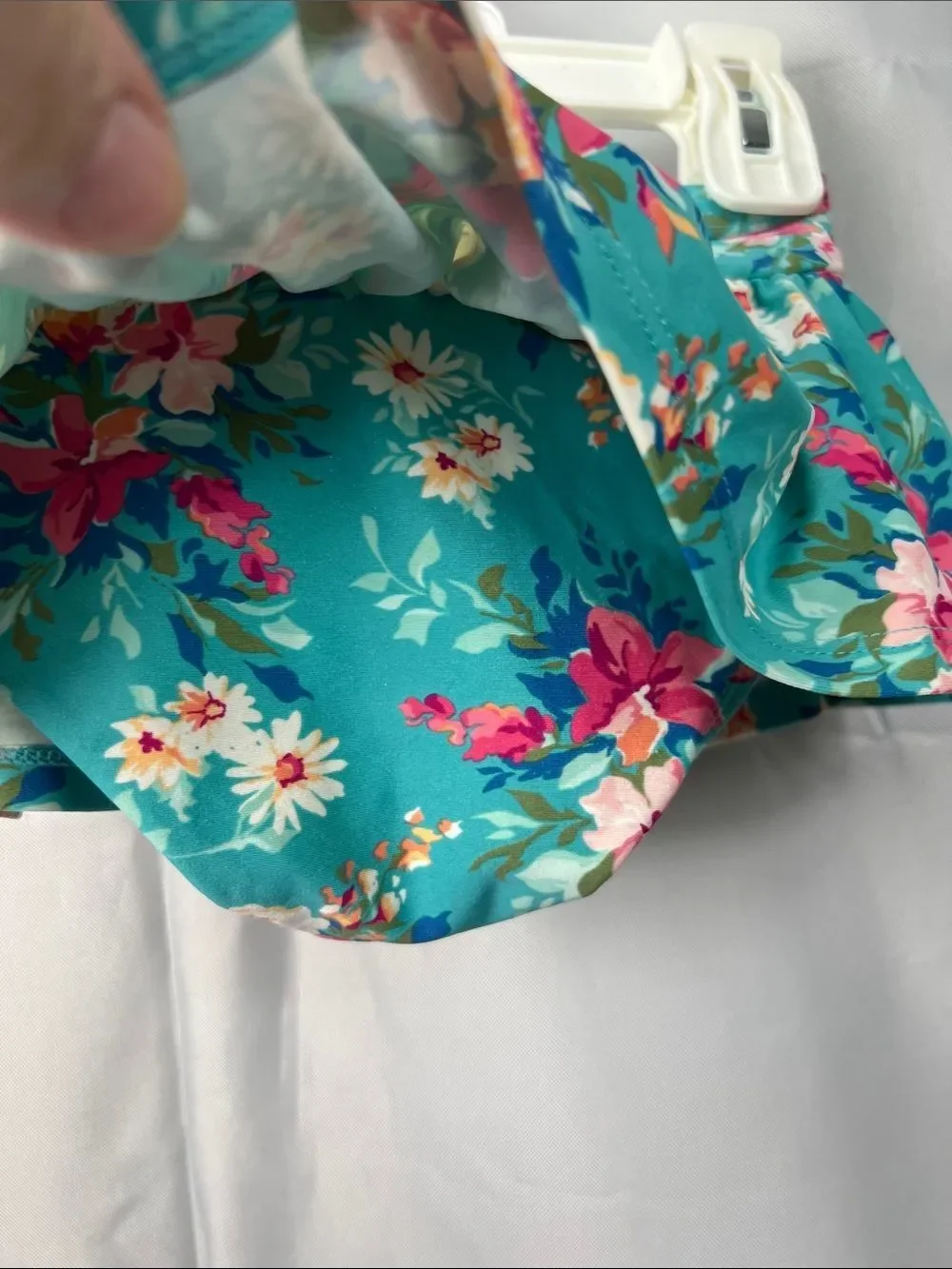 Ruffle Butts green floral big bow skirted bikini size 2T NWOT